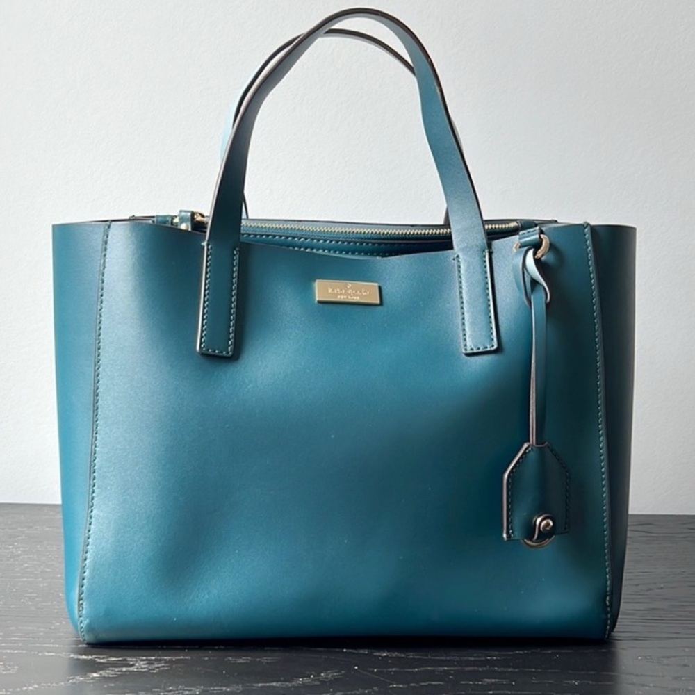 KATE SPADE Putnam Drive Nelle Convertible Work Commuter Tote Teal MSRP: $348 - Picture 10 of 16